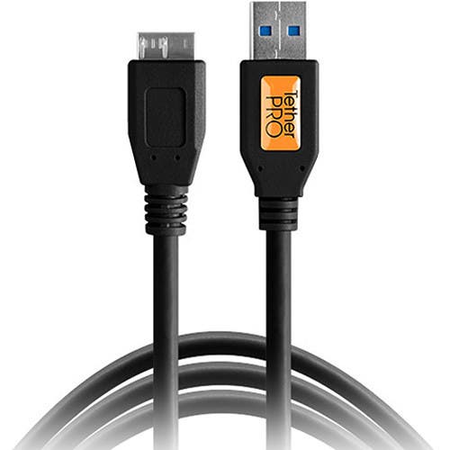 Tether Tools TetherPro USB 3.0 Male Type-A to USB 3.0 Micro-B Cable (15ft, Black)