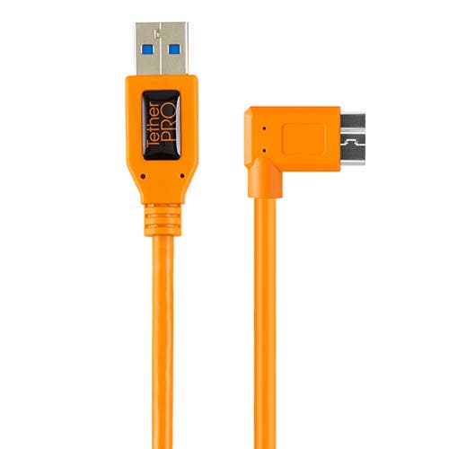 Tether Tools 50cm Tetherpro USB 3.0 to USB 3.0 Micro-B Right Angle Adapter Cable (High-Visibilty Orange)