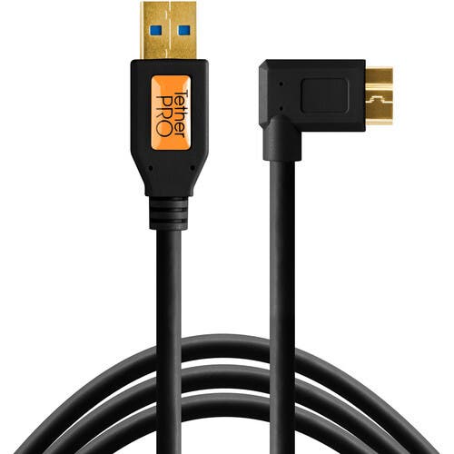 Tether Tools USB 3.0 Type-A Male to Micro-USB Right-Angle Male Cable - 4.6m (Black)