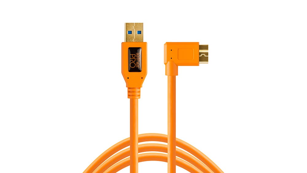Tether Tools USB 3.0 Male To Micro-B Right Angle 4.6m Cable (Orange)