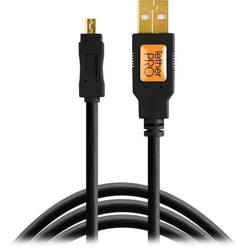 Tether Tools TetherPro USB 2.0 Type-A Male to Mini-B Male Cable (15ft, Black)