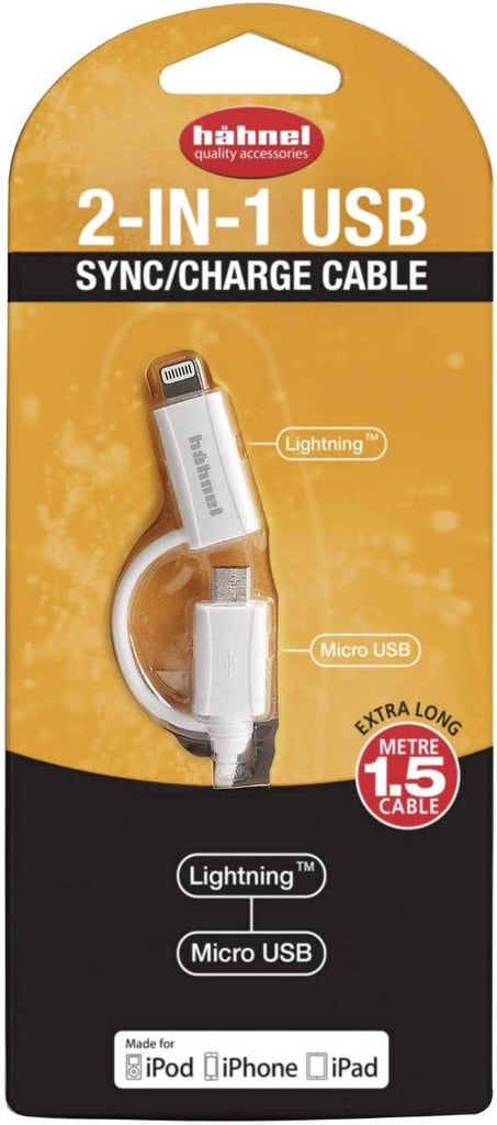 Hahnel 2 in 1 USB Sync Charge cable 1.5m