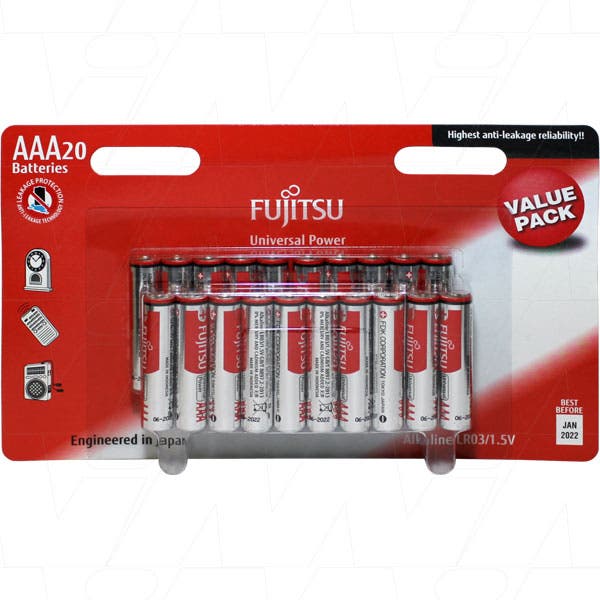 Fujitsu AAA 20 Pack Alkaline Batteries  