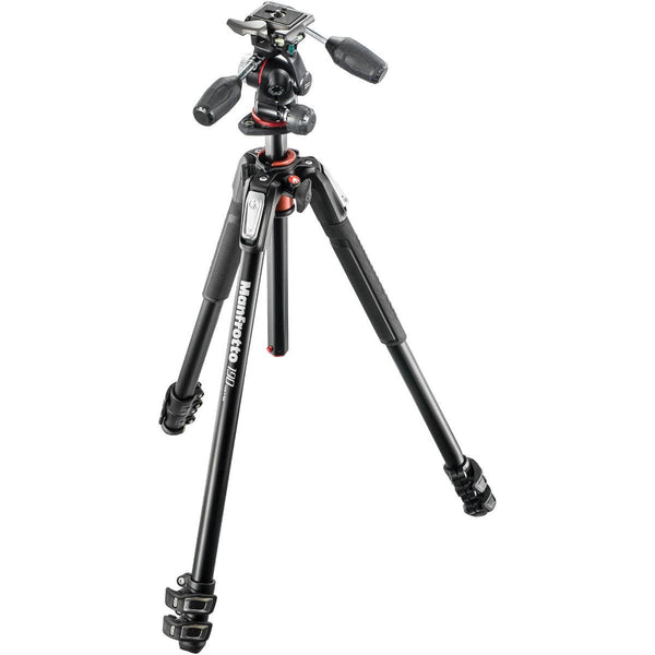 Manfrotto MK190XPRO3-3W Aluminum Tripod with 3-Way Pan/Tilt Head (MK190XPRO3-3W)