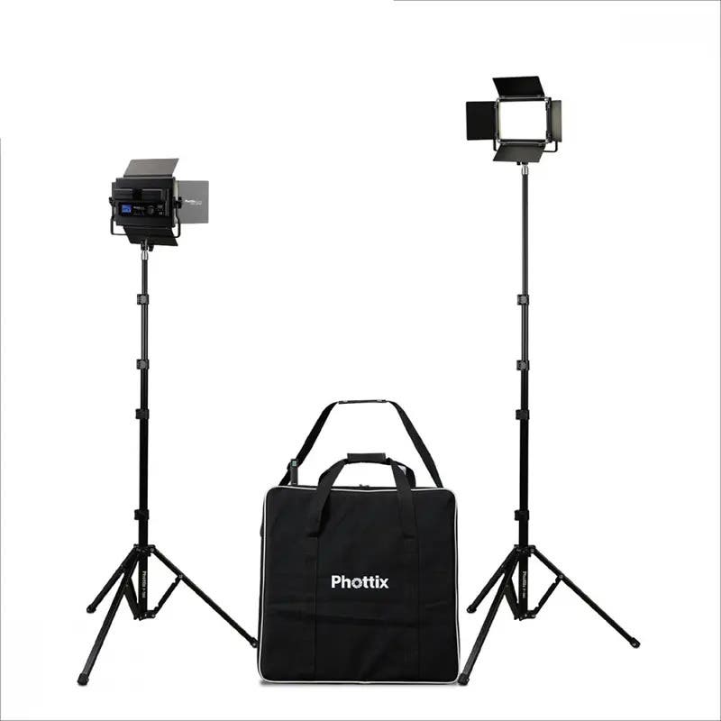 Phottix Kali 50 Twin Kit - 2x LED Panel 3300-5600k 1800Lux, 2x Stands, Remote & Carry Bag